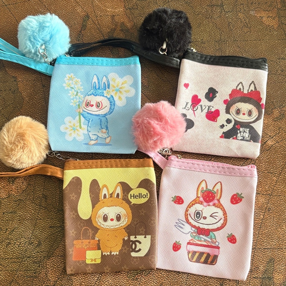 Cute Cartoon Character Coin Pouches with Pom Poms - Pick 1!